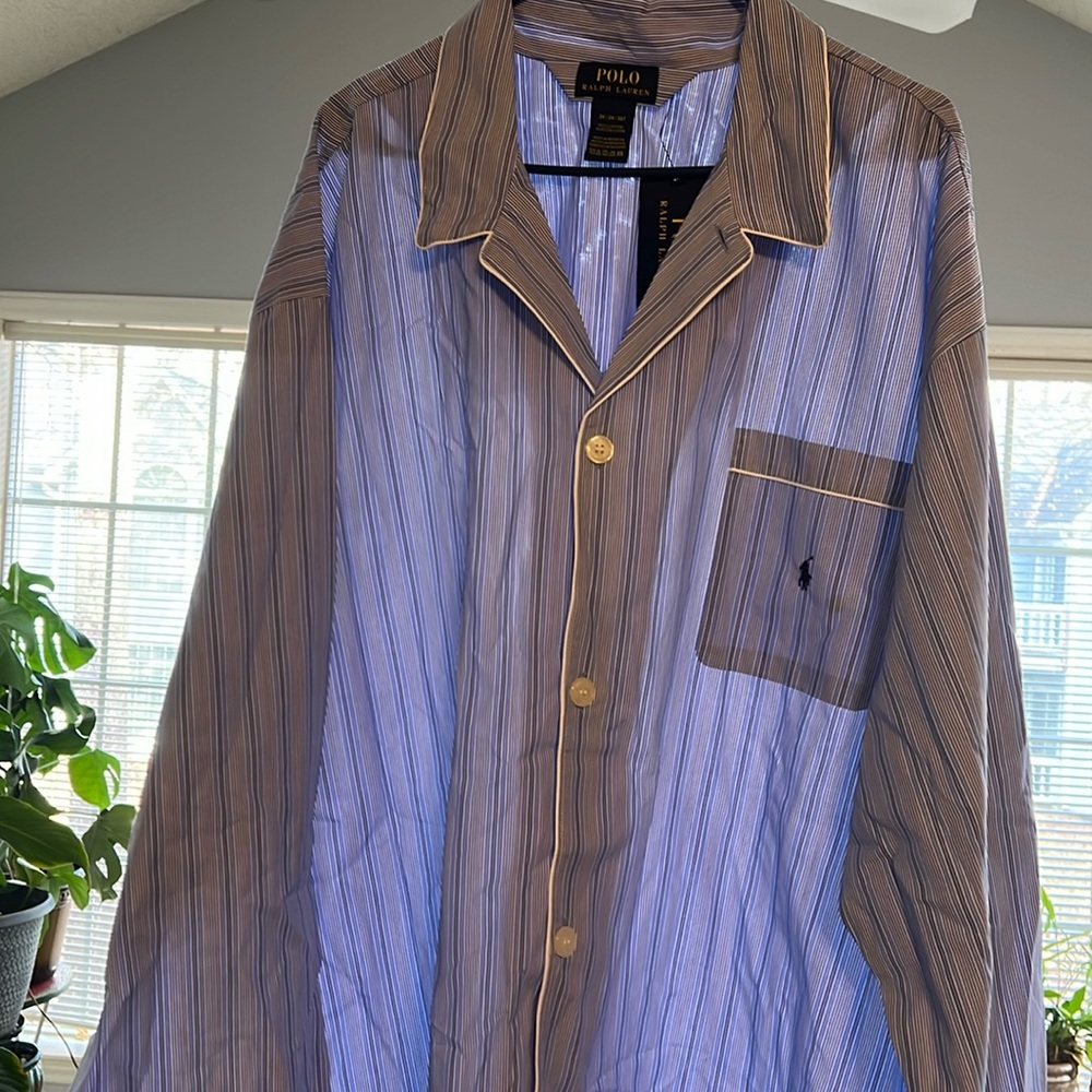 🎄🎁NWT Polo Ralph Lauren Big & Tall Blue Andrew Stripe Men's Pajama Top size 3X